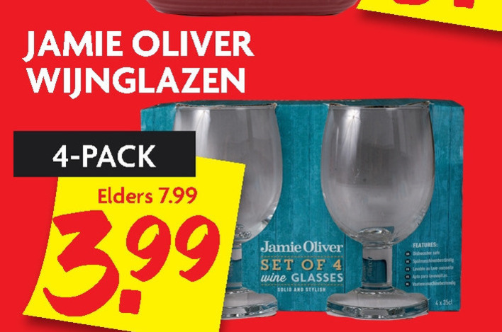 Jamie Oliver wijnglas folder aanbieding Dekamarkt details