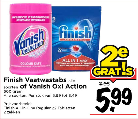 Finish   vlekkenverwijderaar, vaatwasmiddel folder aanbieding bij  Vomar - details