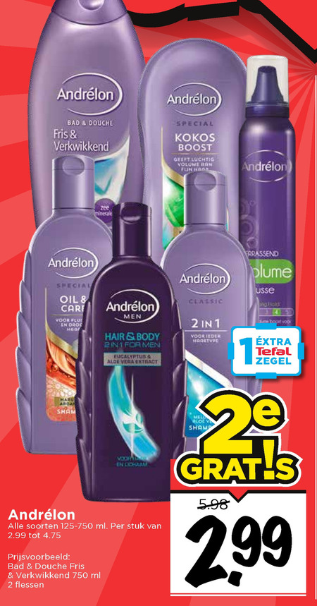 Andrelon   douchegel, shampoo folder aanbieding bij  Vomar - details