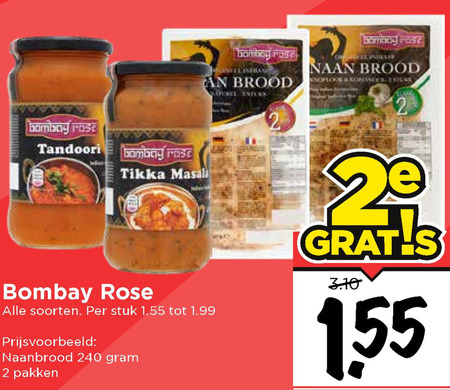 Bombay Rose   naanbrood, roerbaksaus folder aanbieding bij  Vomar - details