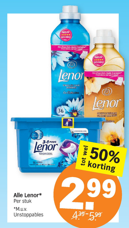 Lenor   wasverzachter, wasmiddel folder aanbieding bij  Albert Heijn - details