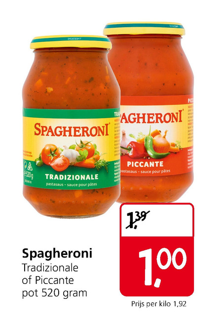 Spagheroni   pastasaus folder aanbieding bij  Jan Linders - details