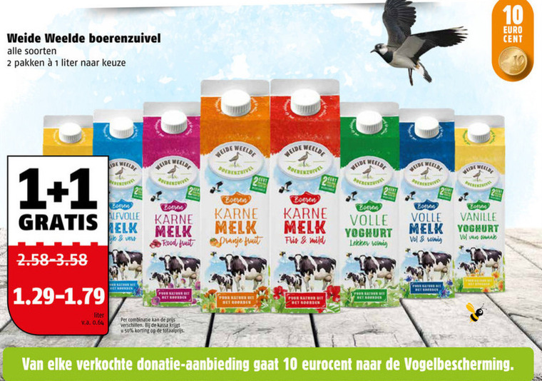 Weide Weelde   yoghurt, karnemelk folder aanbieding bij  Poiesz - details