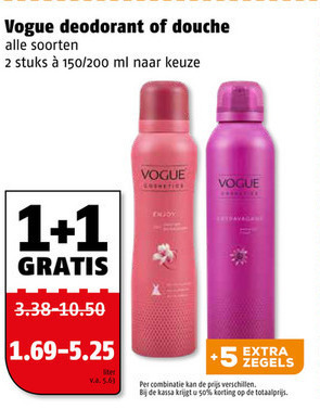 Vogue   deodorant, douchegel folder aanbieding bij  Poiesz - details