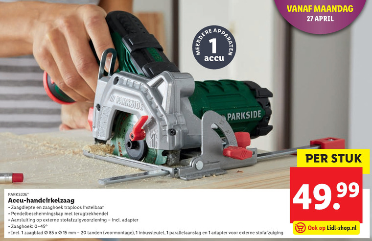 Parkside   handcirkelzaag folder aanbieding bij  Lidl - details