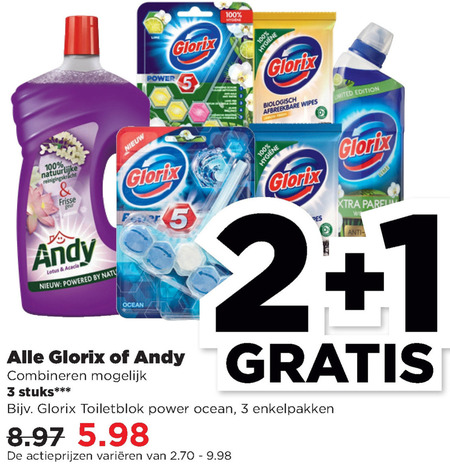 Glorix   bleekmiddel, allesreiniger folder aanbieding bij  Plus - details