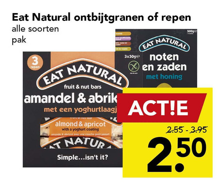 Eat Natural   mueslireep folder aanbieding bij  Deen - details