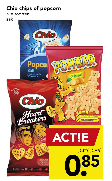 Chio   zoutje, popcorn folder aanbieding bij  Deen - details