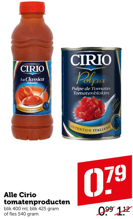 Cirio   tomatenpuree, tomatenblokjes folder aanbieding bij  Coop - details