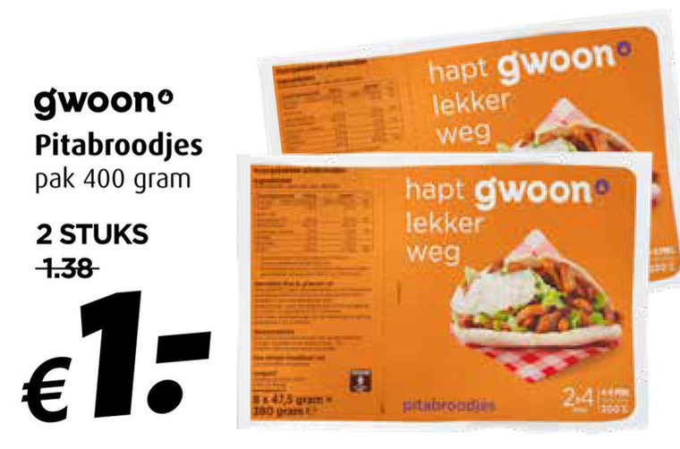 Gwoon   pitabroodjes folder aanbieding bij  Boni - details