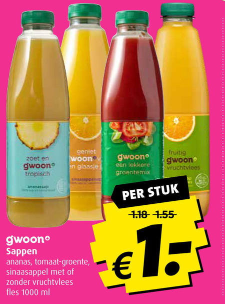 Gwoon   fruitdrank folder aanbieding bij  Boni - details