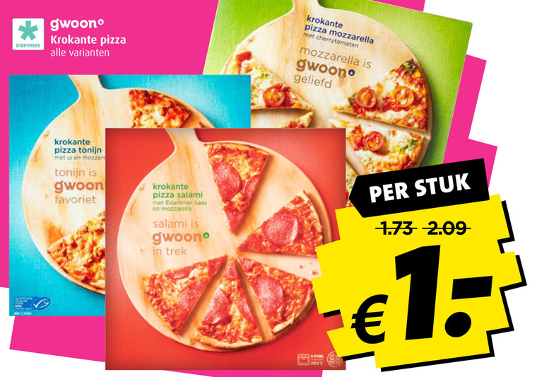 Gwoon   diepvriespizza folder aanbieding bij  Boni - details