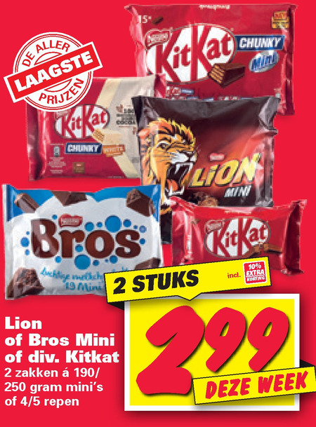 Lion   mini chocoladerepen, chocoladereep folder aanbieding bij  Nettorama - details