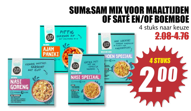 Sum and Sam   maaltijdmix, boemboe folder aanbieding bij  MCD Supermarkt Basis - details