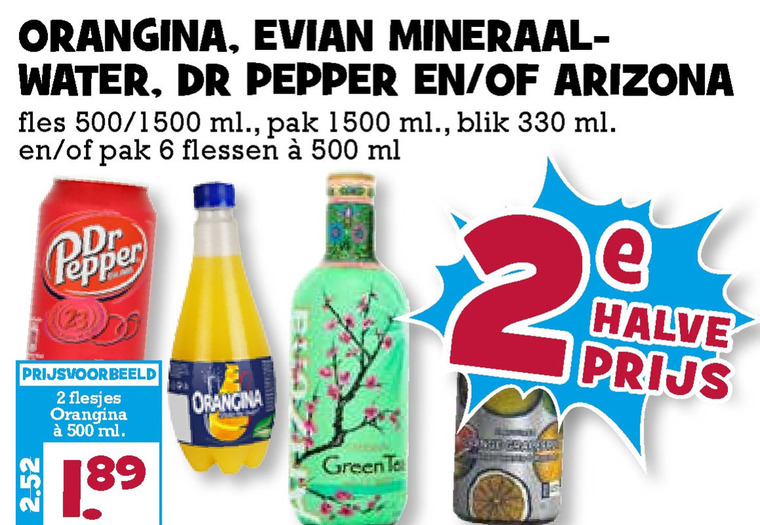 Evian   mineraalwater, cola folder aanbieding bij  Boons Markt - details