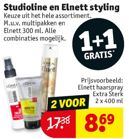 Elnett   hairspray, haargel folder aanbieding bij  Kruidvat - details