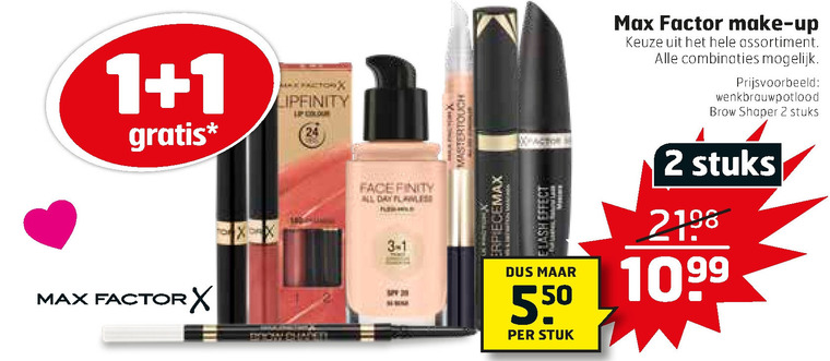 Max Factor   lipstick, blusher folder aanbieding bij  Trekpleister - details