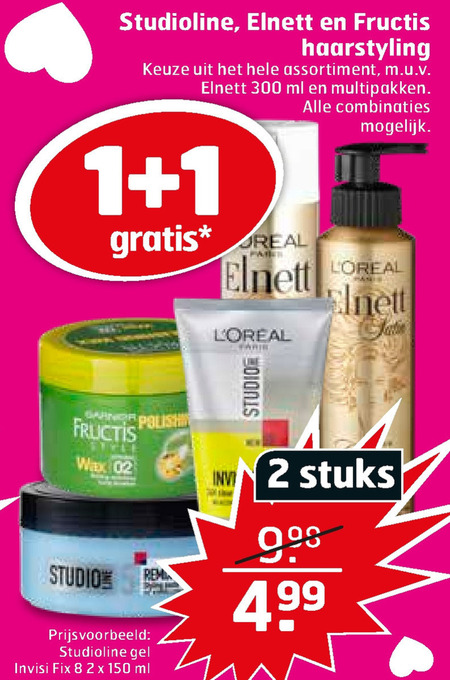 Garnier Fructis   hairspray, haargel folder aanbieding bij  Trekpleister - details