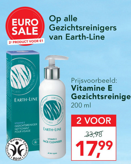 Earth-Line   gezichtsreiniging, reinigingslotion folder aanbieding bij  Holland & Barrett - details