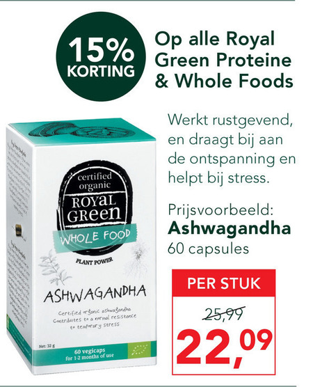 Royal Green   voedingssupplement folder aanbieding bij  Holland & Barrett - details