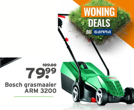 Bosch   elektrische grasmaaier folder aanbieding bij  Gamma - details