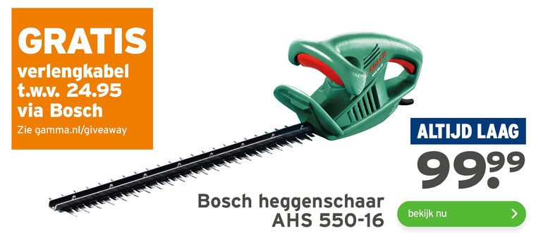 Bosch heggenschaar folder aanbieding Gamma -