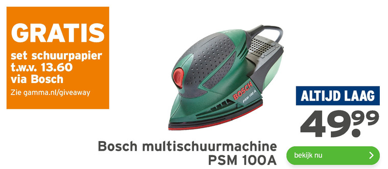 Bosch   schuurmachine folder aanbieding bij  Gamma - details