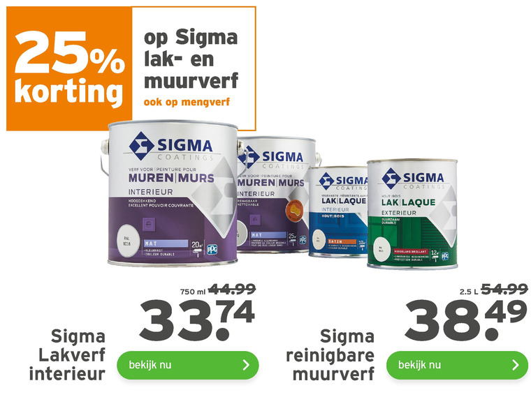 Sigma   muurverf, lak folder aanbieding bij  Gamma - details