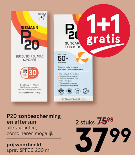 P20   zonnebrandolie, aftersun folder aanbieding bij  Etos - details