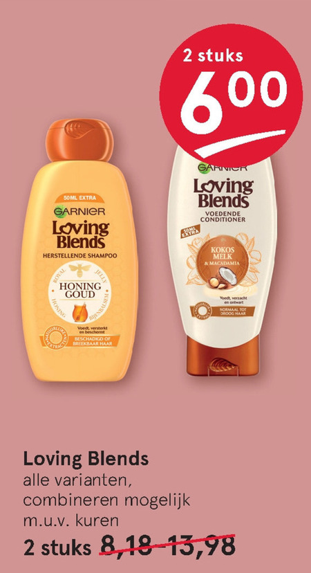 Garnier Loving Blends   conditioner, shampoo folder aanbieding bij  Etos - details