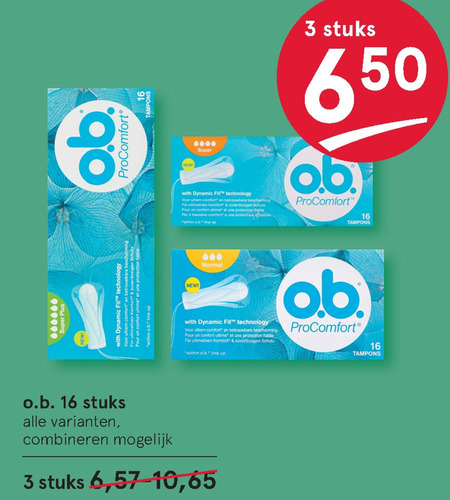 O.B.   tampons folder aanbieding bij  Etos - details