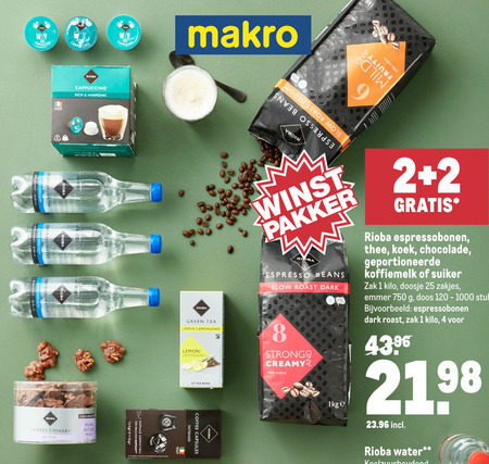 Rioba   koffiebonen, thee folder aanbieding bij  Makro - details