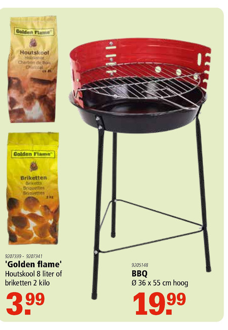 Golden Flame   houtskool barbecue, houtskool folder aanbieding bij  Marskramer - details