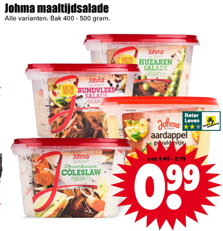 Johma   huzarensalade, salade folder aanbieding bij  Dirk - details