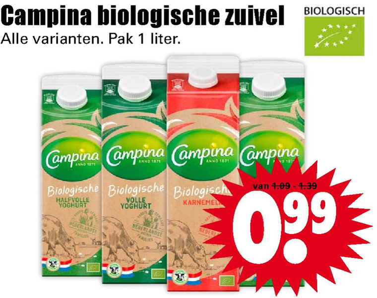 Campina   yoghurt, melk folder aanbieding bij  Dirk - details