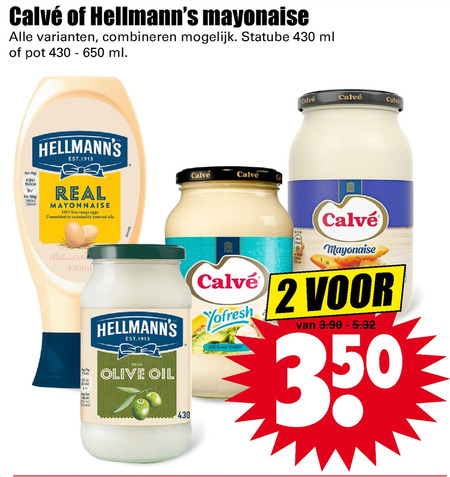 Hellmans   mayonaise folder aanbieding bij  Dirk - details