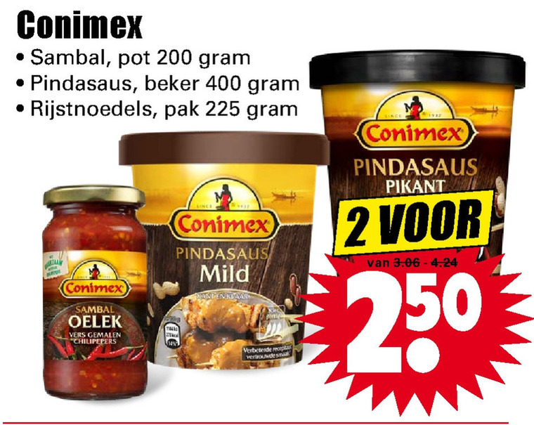 Conimex   noodles, satesaus folder aanbieding bij  Dirk - details