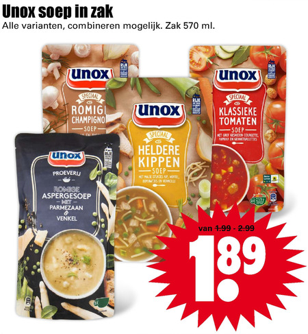 Unox   soep folder aanbieding bij  Dirk - details