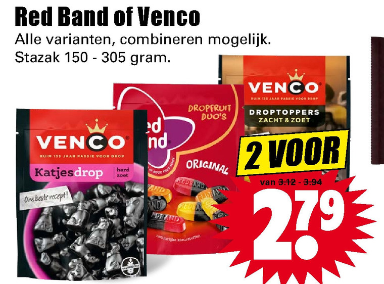 Red Band   snoep, drop folder aanbieding bij  Dirk - details