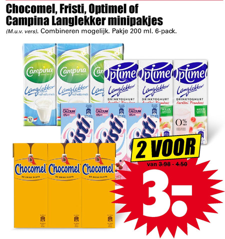 Chocomel   chocolademelk, drinkyoghurt folder aanbieding bij  Dirk - details