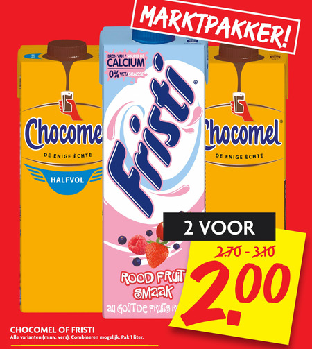 Fristi   chocolademelk, drinkyoghurt folder aanbieding bij  Dekamarkt - details