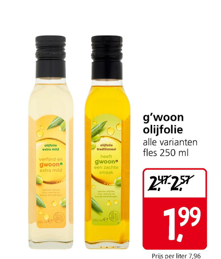 Gwoon   olijfolie folder aanbieding bij  Jan Linders - details