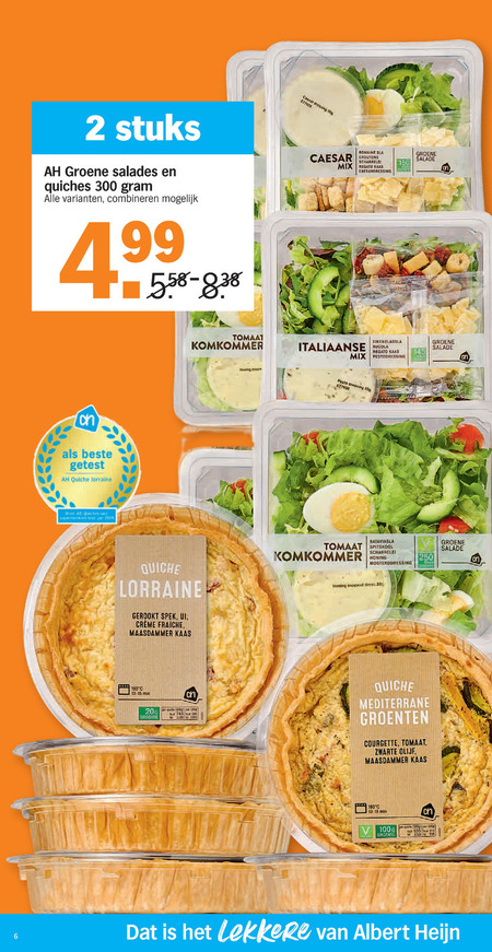 Albert Heijn Huismerk   quiche, salade folder aanbieding bij  Albert Heijn - details