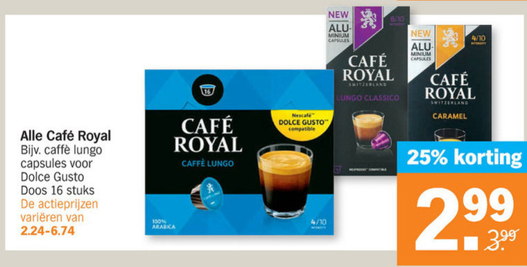 Cafe Royal   koffiecups, dolce gusto capsules folder aanbieding bij  Albert Heijn - details