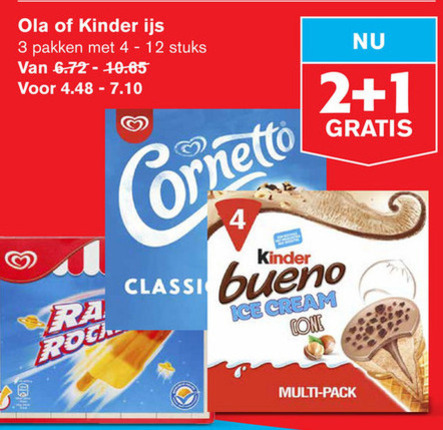 Kinder Bueno   ijslollies, ijscornets folder aanbieding bij  Hoogvliet - details