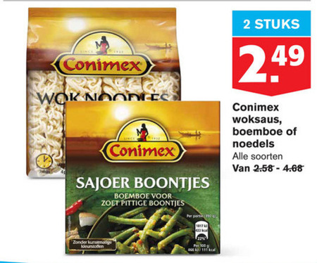 Conimex   noodles, woksaus folder aanbieding bij  Hoogvliet - details