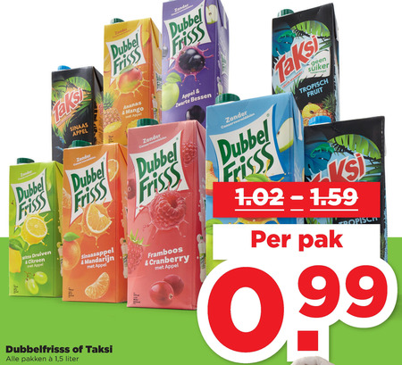 Taksi   fruitdrank folder aanbieding bij  Plus - details