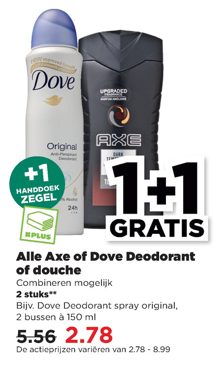 Axe   deodorant, douchegel folder aanbieding bij  Plus - details