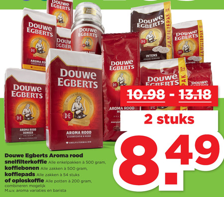 Douwe Egberts   koffie, koffiebonen folder aanbieding bij  Plus - details