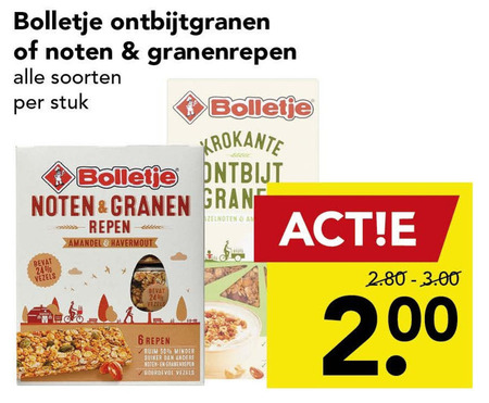 Bolletje   mueslireep, cereals folder aanbieding bij  Deen - details